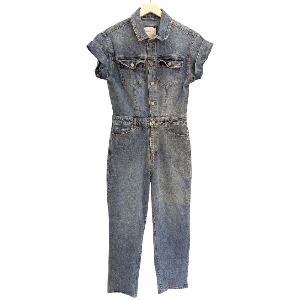 Habitual Women's 6 Denim Jumpsuit Short Sleeve